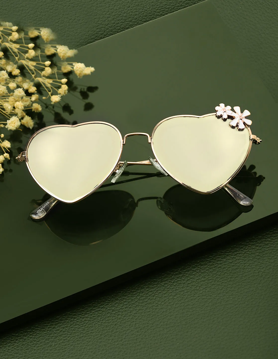 Carlton London Mirrored Lens & Gold-Toned Heart Shape Sunglasses For Girl