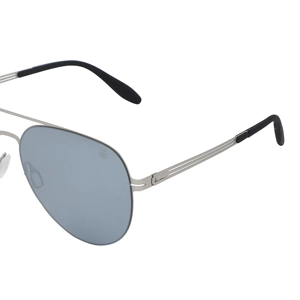 Carlton London Premium Silver & Black Toned Polarised And Uv Protected Lens Aviator Sunglasses For Men