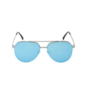 Carlton London Premium Silver & Blue Toned Polarised And Uv Protected Lens Aviator Sunglasses For Men