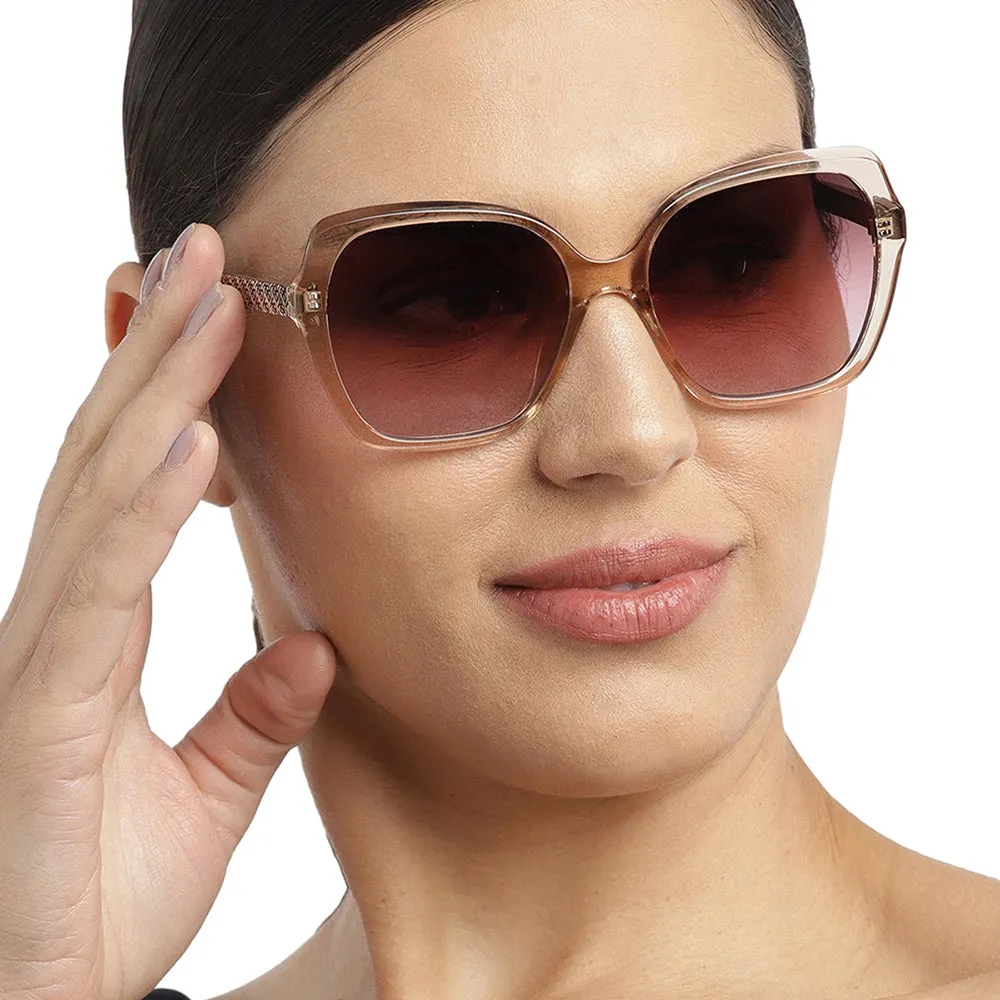 Carlton London Premium-Women-Transparent & Brown Toned Polarised And Uv Protected Lens Oversized Sunglasses For Women