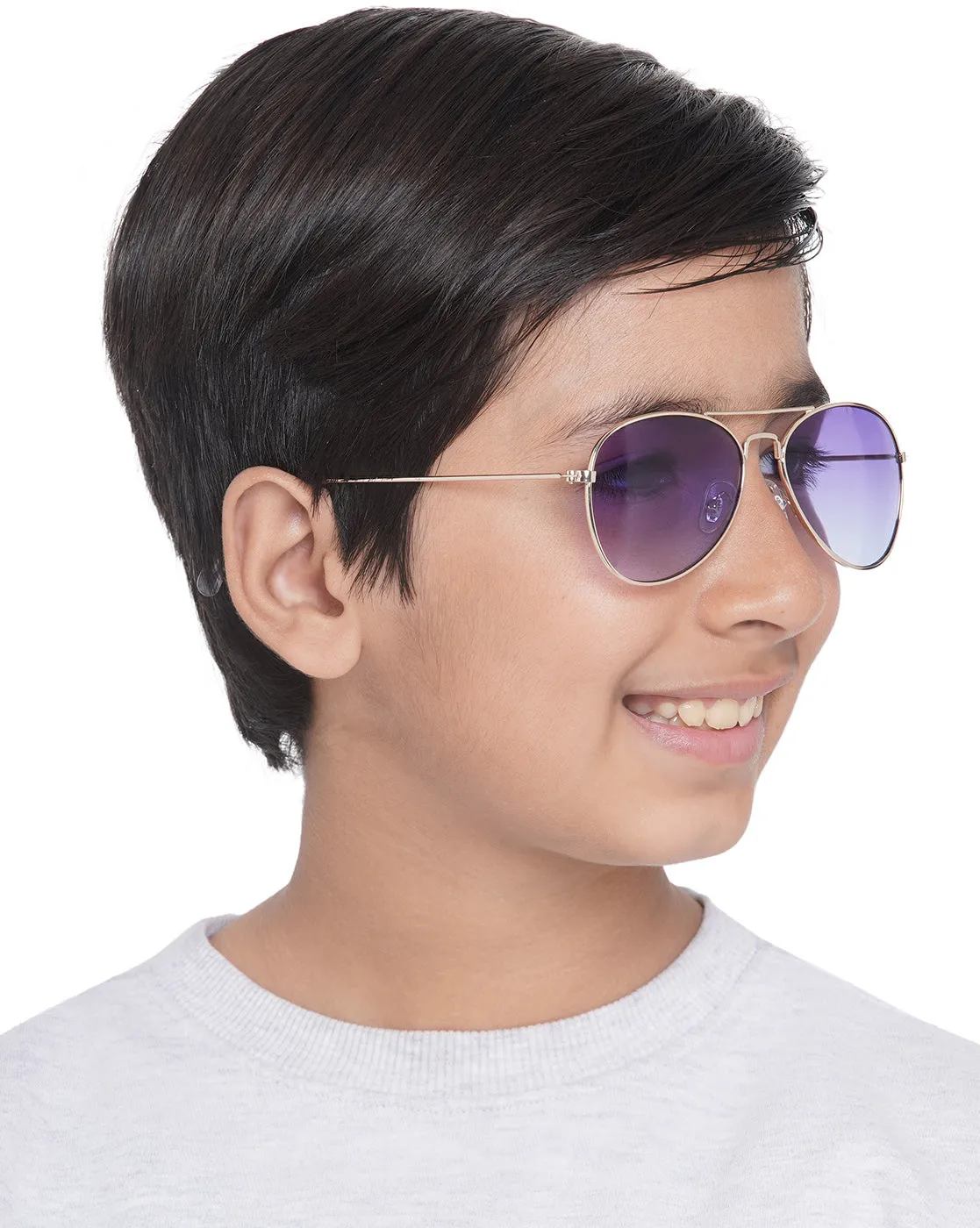 Carlton London Purple Lens & Gold-Toned Aviator Sunglasses For Boy