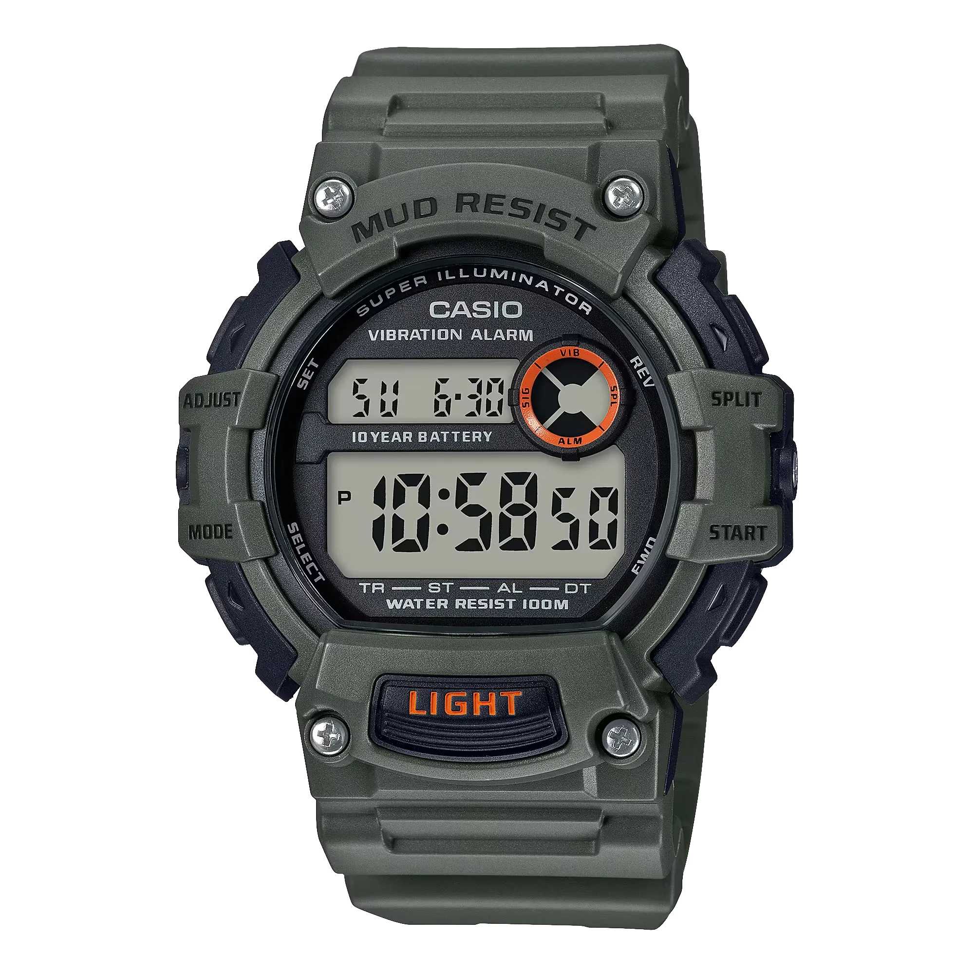 Casio Mud-Resistant Digital Watch w/ Vibration Alarm