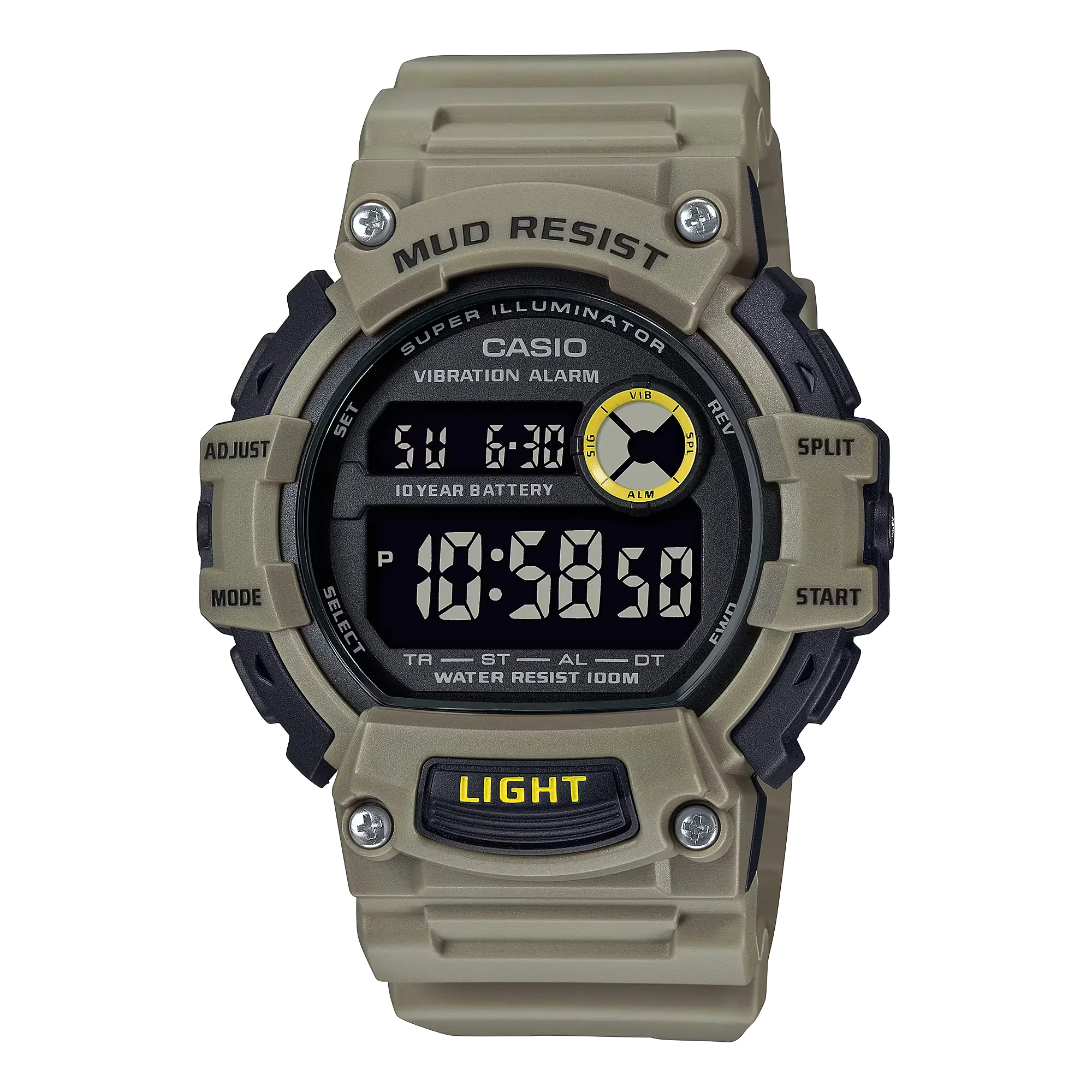 Casio Mud-Resistant Digital Watch w/ Vibration Alarm