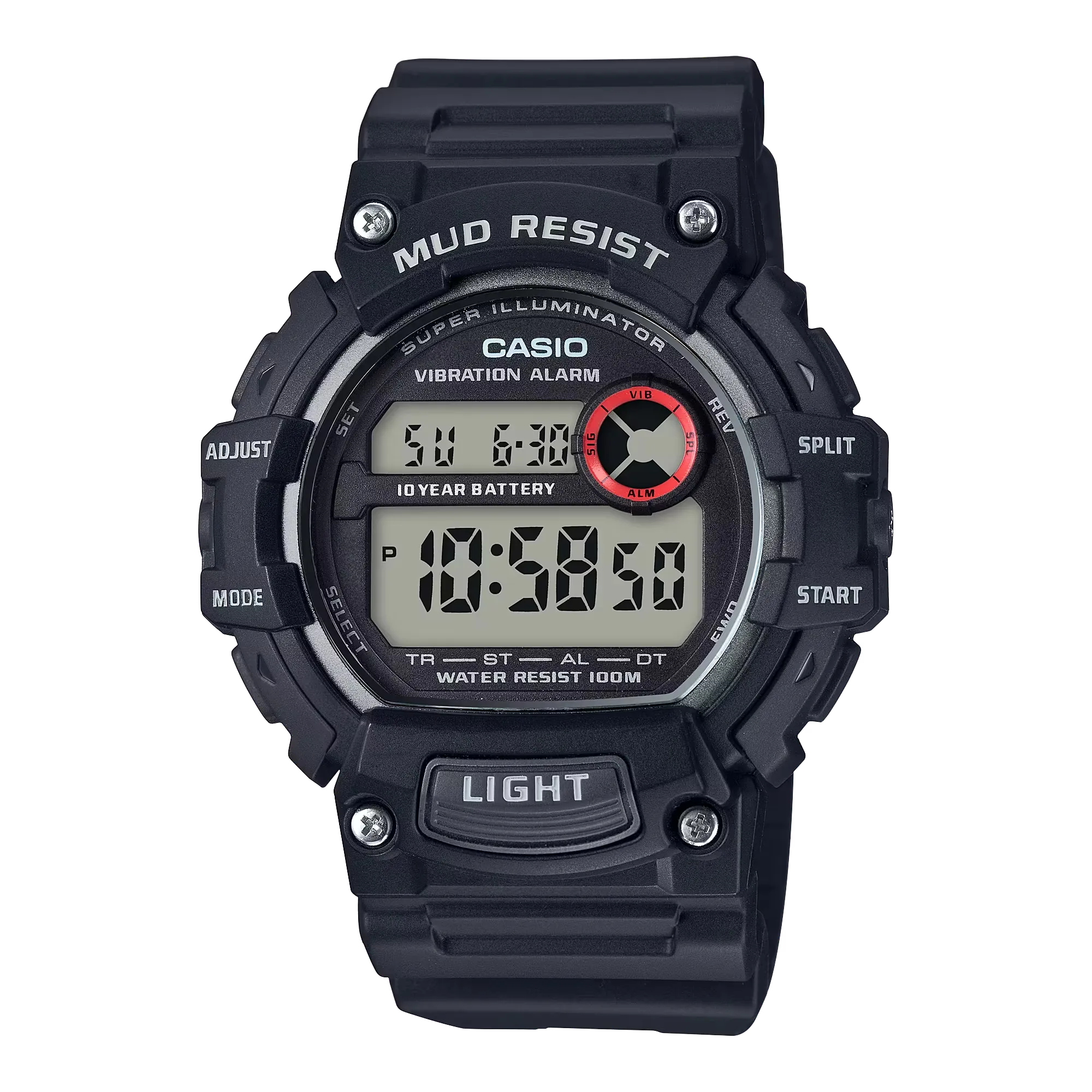 Casio Mud-Resistant Digital Watch w/ Vibration Alarm