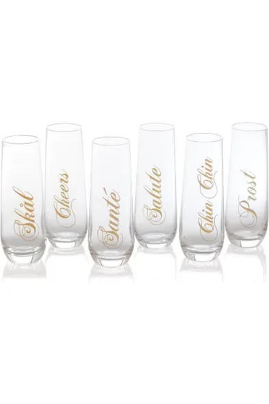 Cheers Stemless Champagne Flutes Set of 6