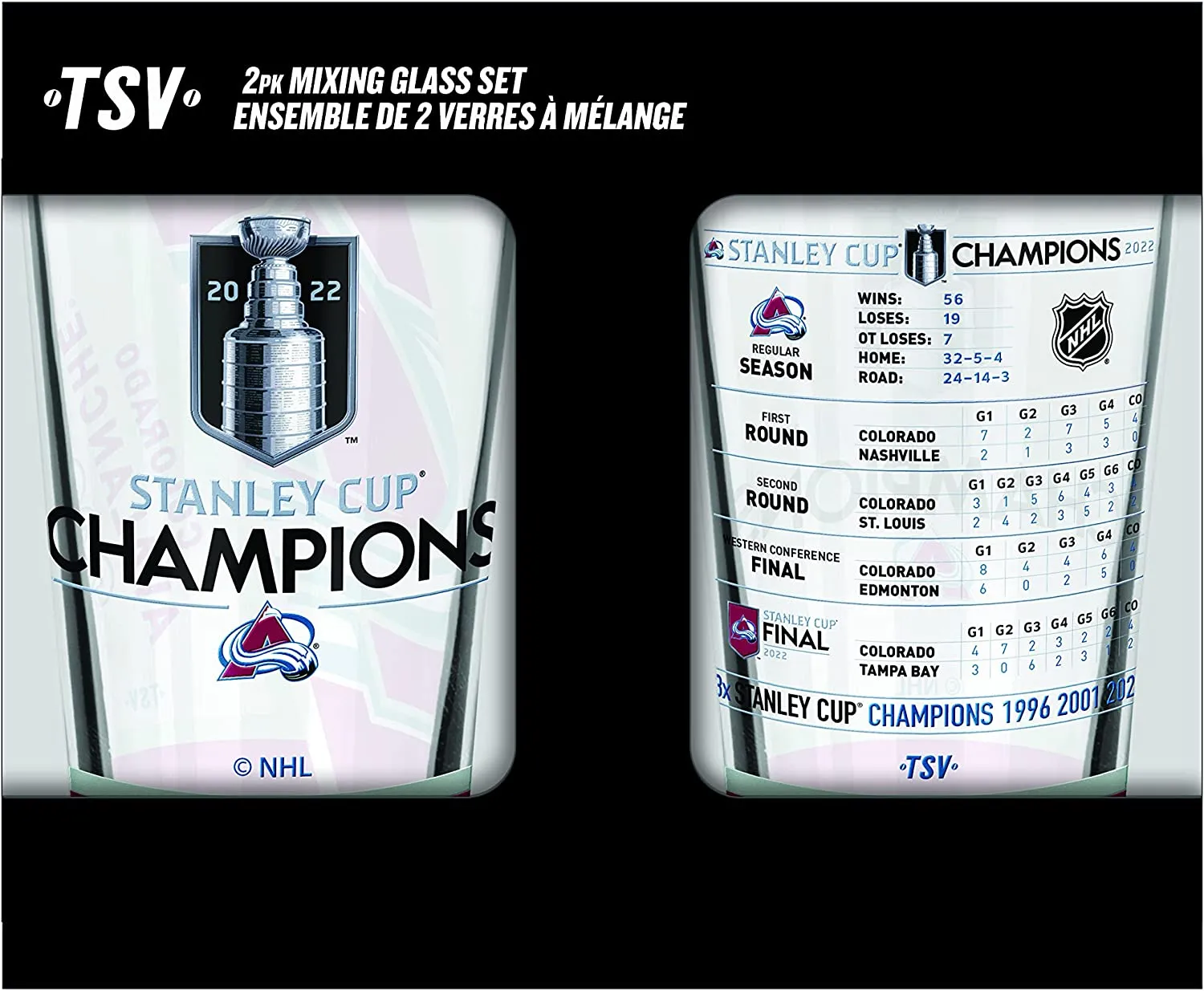 Colorado Avalanche The Sports Vault 2022 Stanley Cup Champions - 16oz. Mixing Glass Set of 2