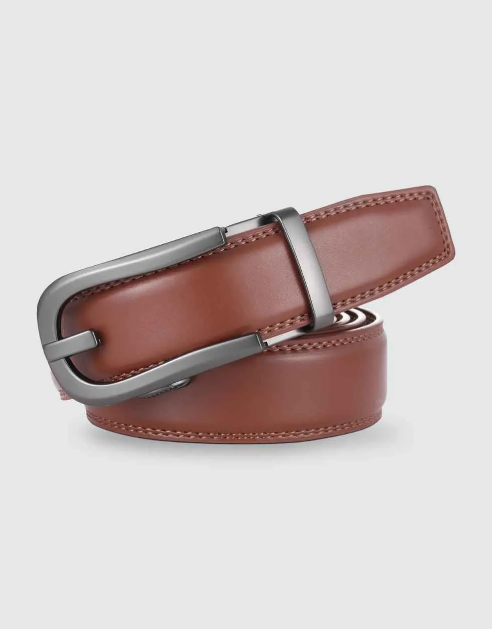 Curved Horseshoe Leather Ratchet Belt