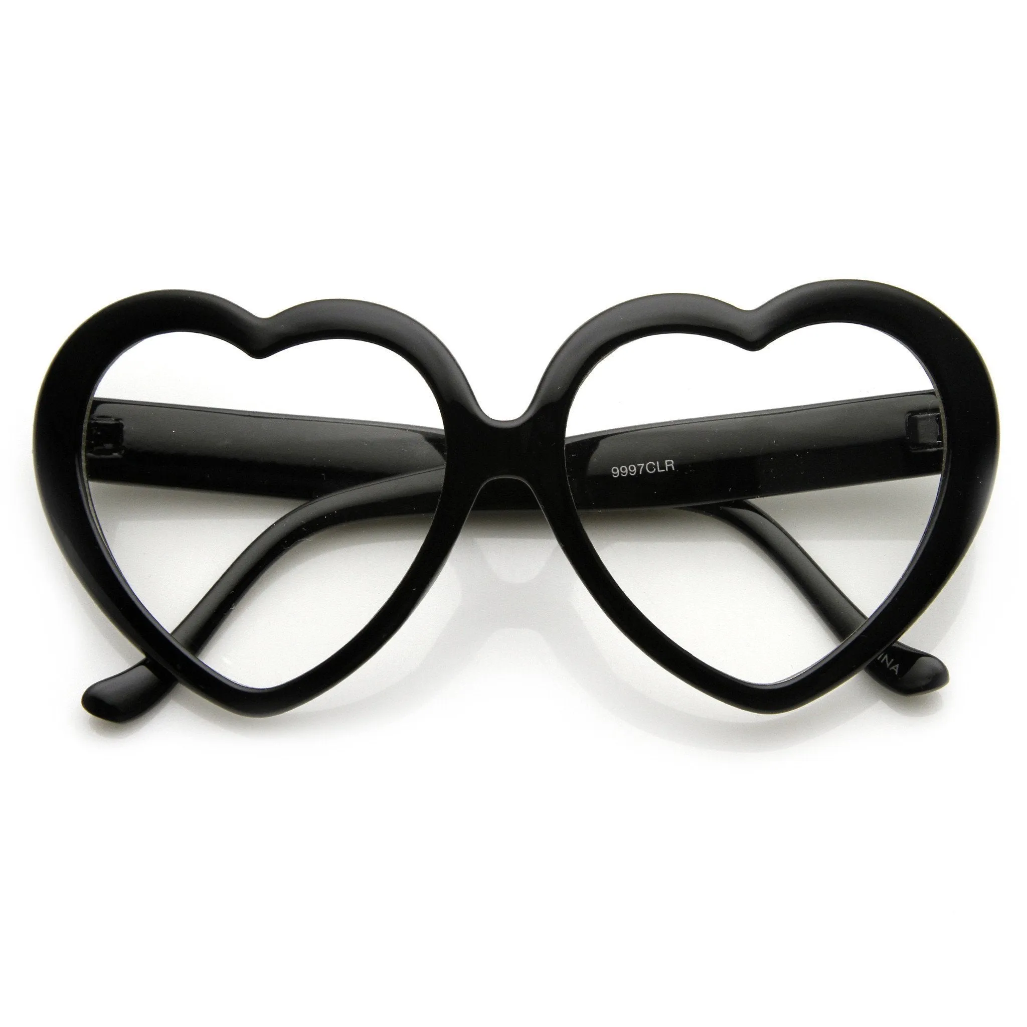 Cute Womens Dapper Oversize Heart Shape Clear Lens Glasses