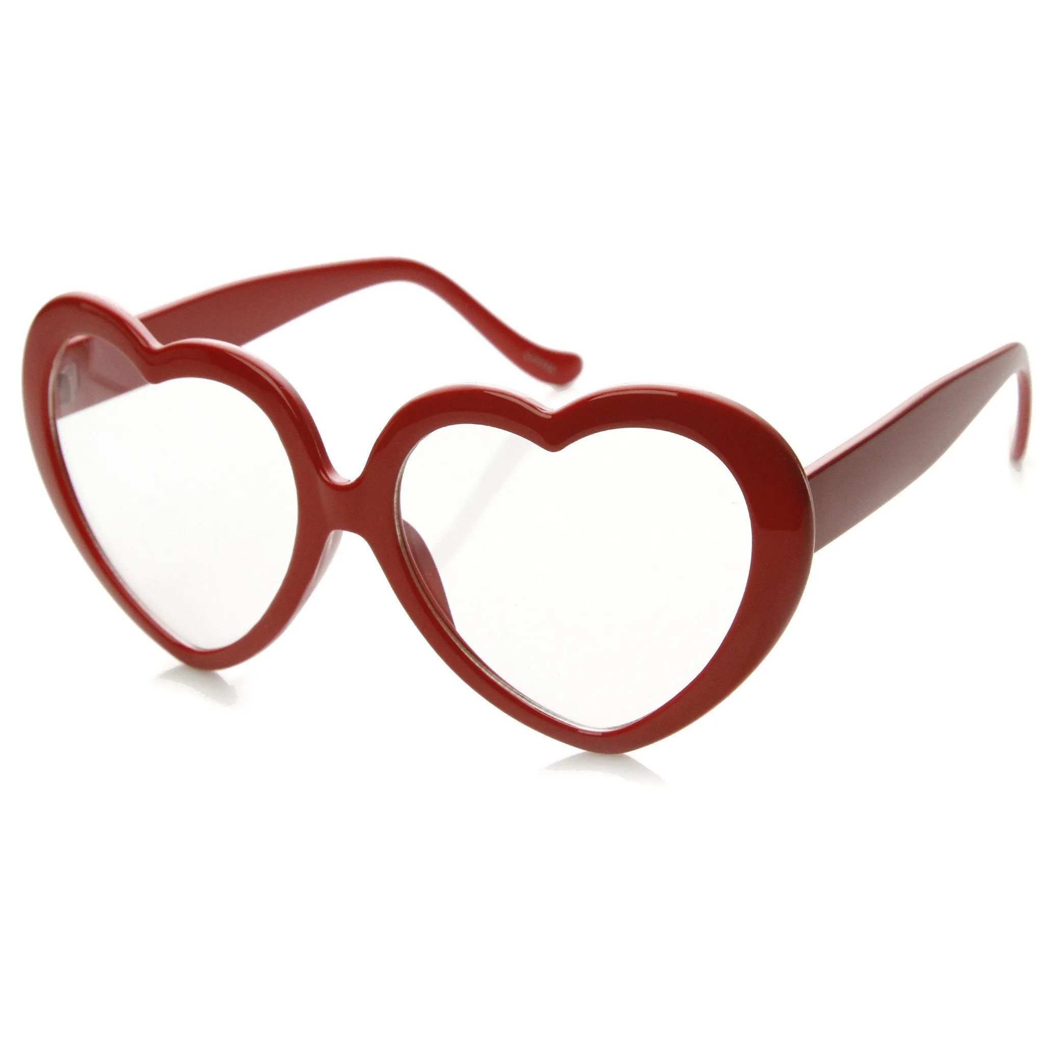 Cute Womens Dapper Oversize Heart Shape Clear Lens Glasses