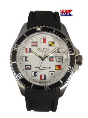 Del Mar Watches Catalina Sportstrap: Men's / Youth White Face, 46mm, 100m Water Resistant #50378