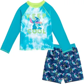 Disney Lilo & Stitch UPF 50  Rash Guard Swim Trunks