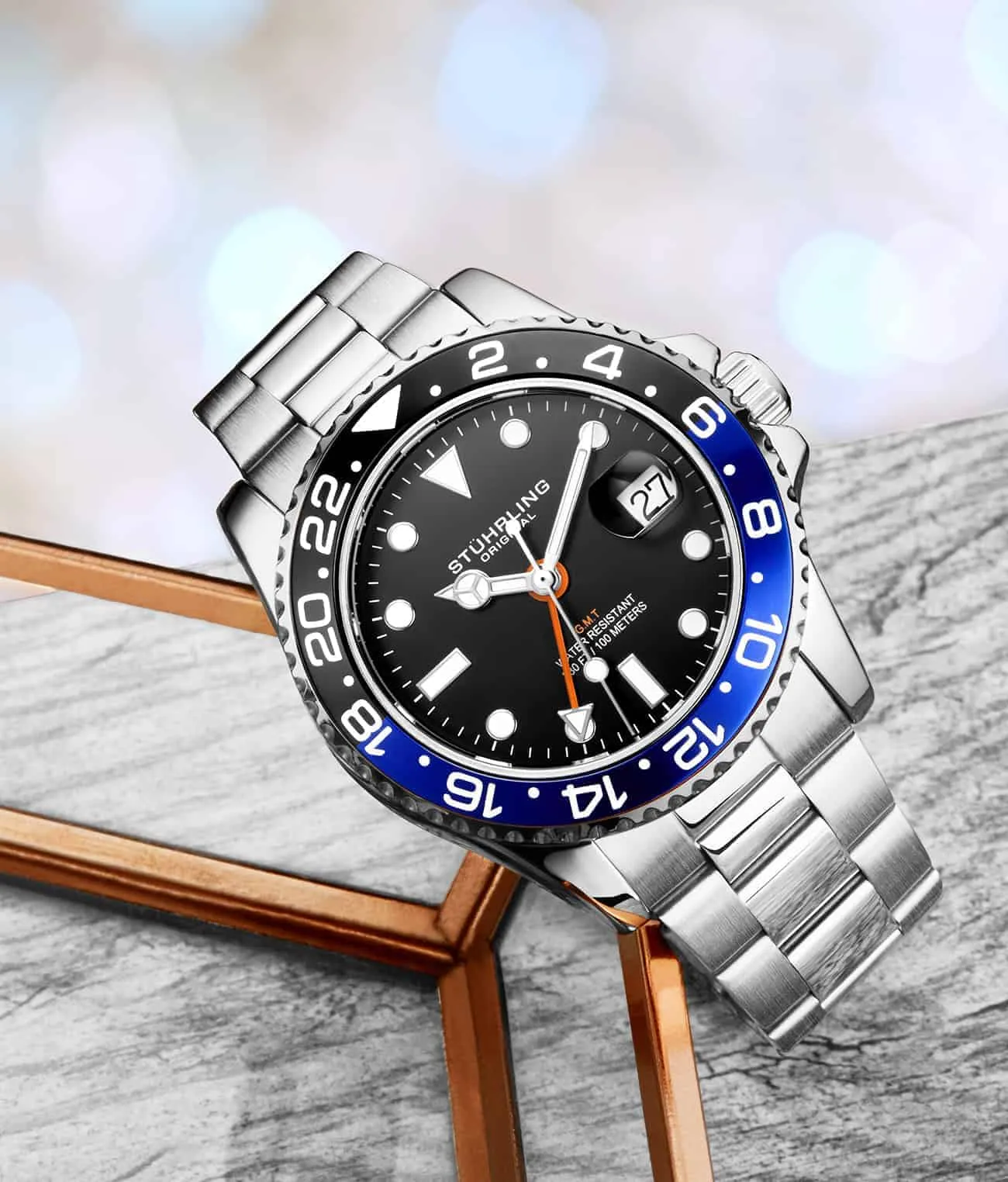 Diver   Dress Watch Set with Signature Pen and Stud Earring