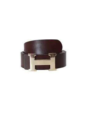 H-Buckle Brown Leather Belts