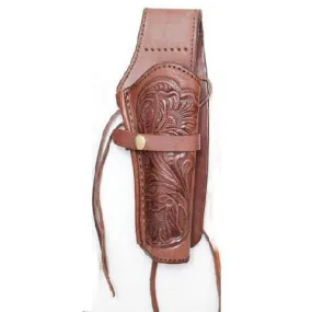 Hand-Tooled Embossed Leather Western Style Single Gun Belt Holster