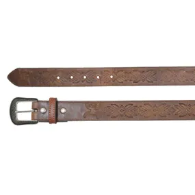 HOOey Men's Brown Deboss Aztec Belt