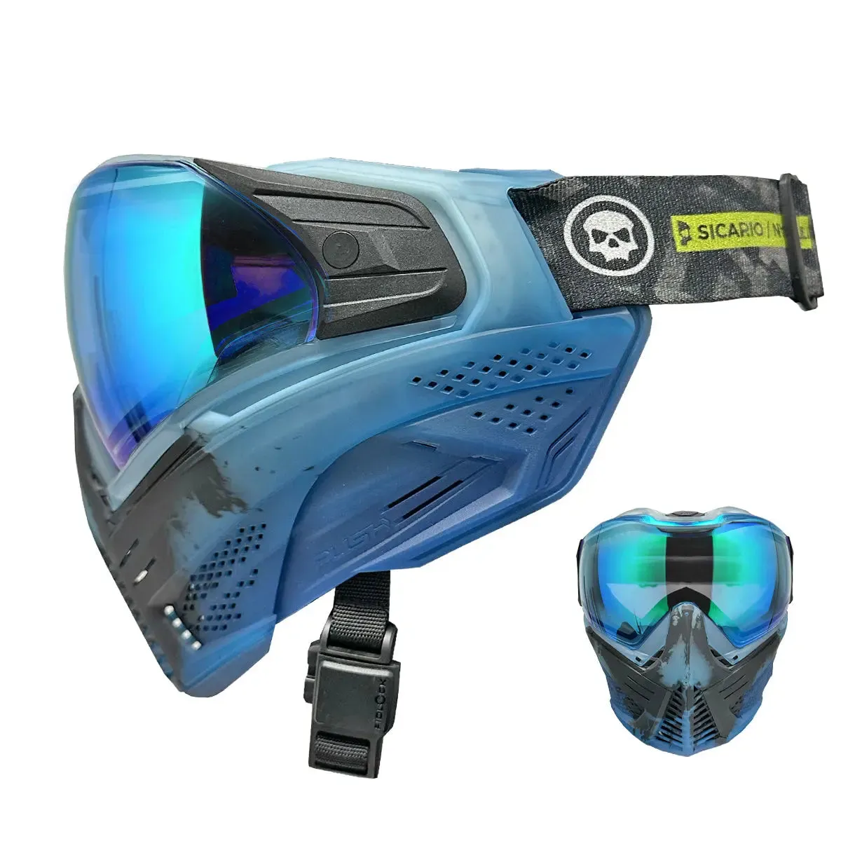 INFAMOUS PUSH UNITE GOGGLE- CLEAR BLUE SKULL (LE ONLY 20 MADE)