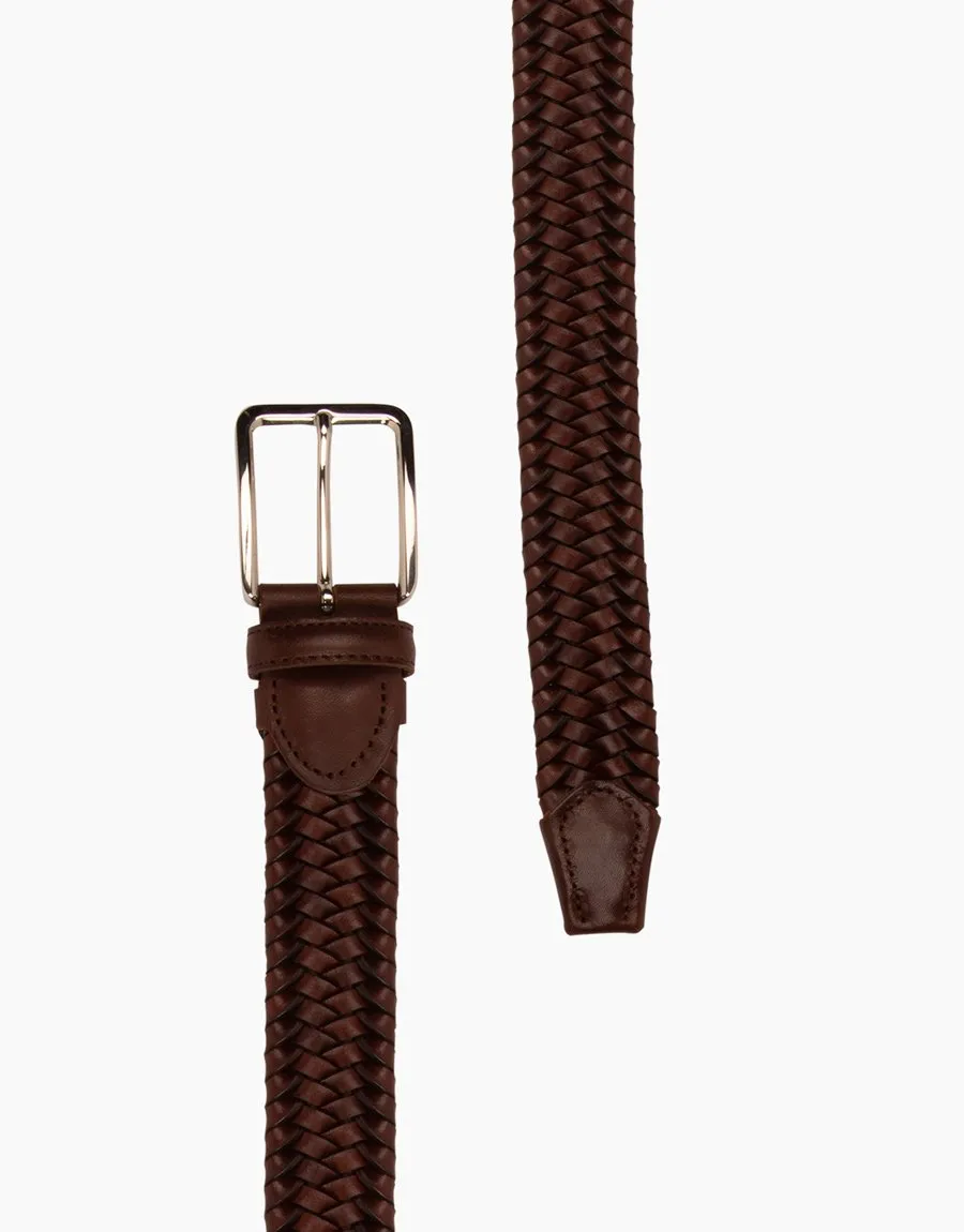 Italian Mahogany Woven Belt