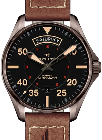 Khaki Pilot Day Date Automatic Vintage Brown - Leather Ref. H64605531