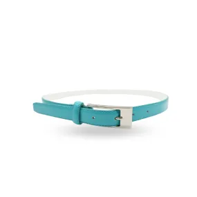 LACEY - Womens Aqua Glossy Genuine Leather Slim Belt