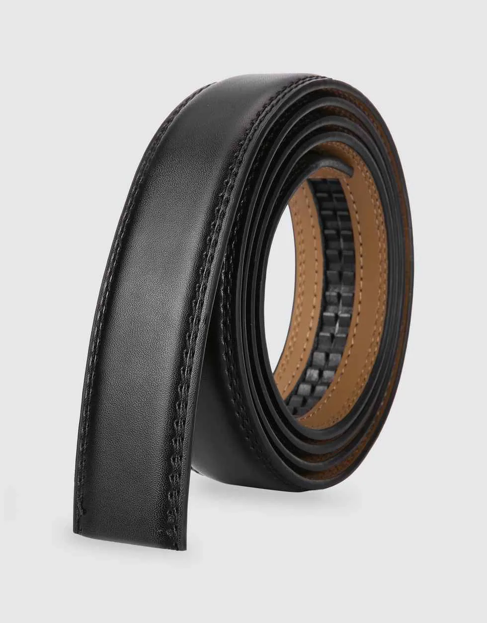 Leather Ratchet Belt Strap Replacement - Burnt Umber/Black