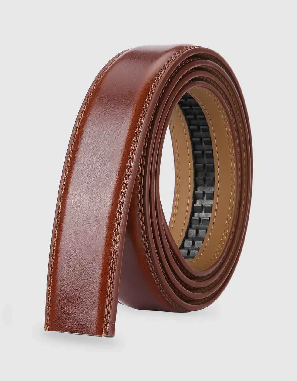 Leather Ratchet Belt Strap Replacement - Burnt Umber/Black