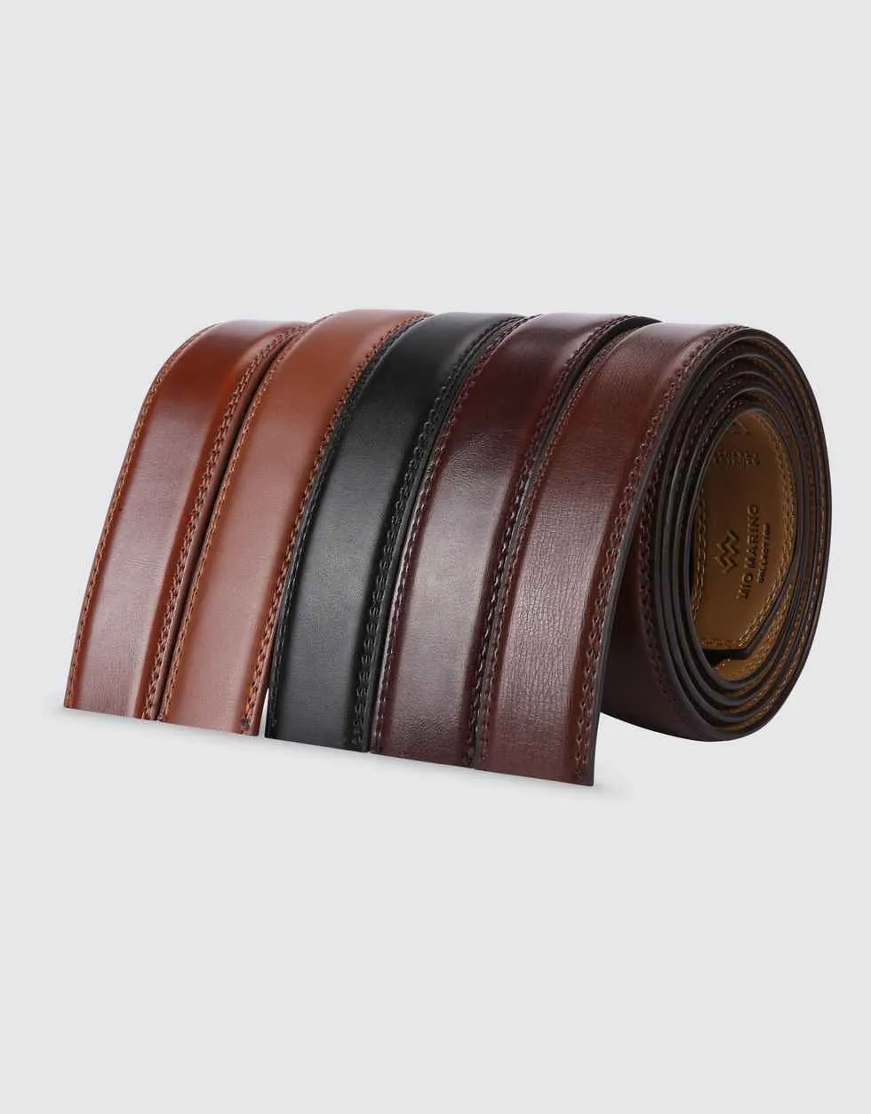 Leather Ratchet Belt Strap Replacement - Burnt Umber/Black