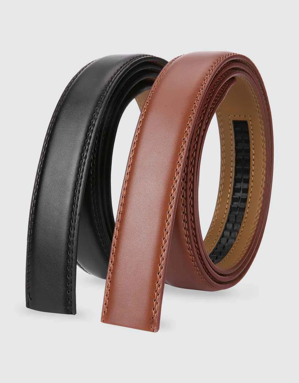 Leather Ratchet Belt Strap Replacement - Tan/Black