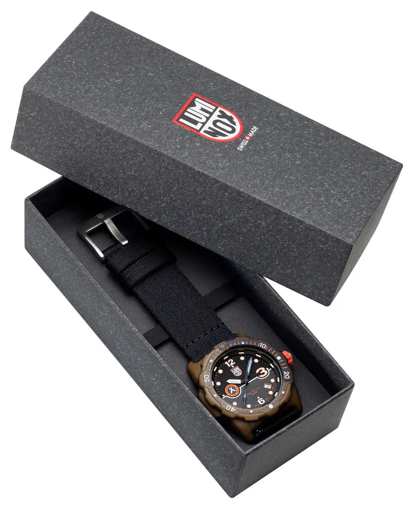 Luminox Bear Grylls Survival ECO Tide Black Dial Black Textile Strap Date Divers Quartz Mens Watch XB.3721.ECO