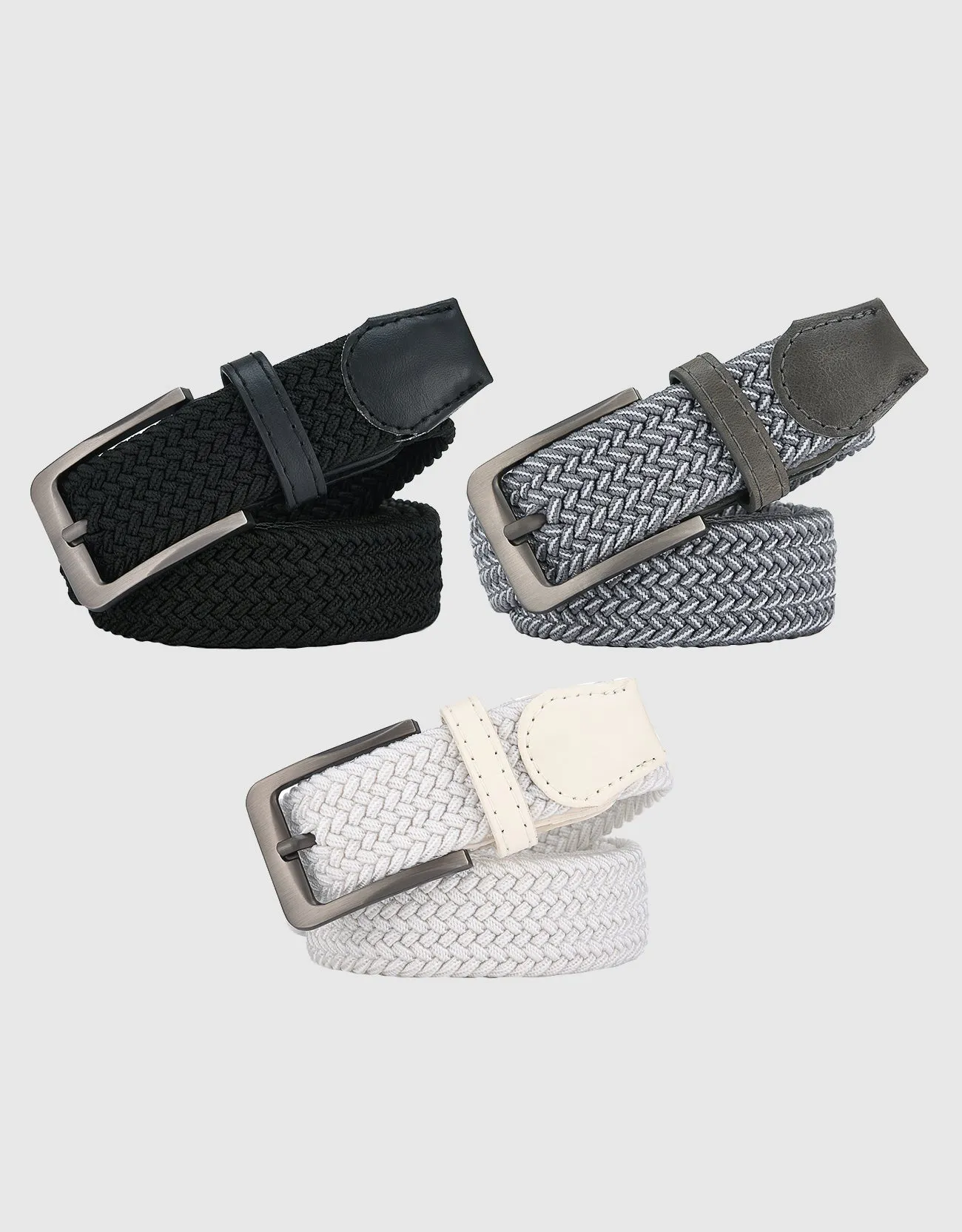 Men's Elastic Braided Stretch Belt-3 Pack