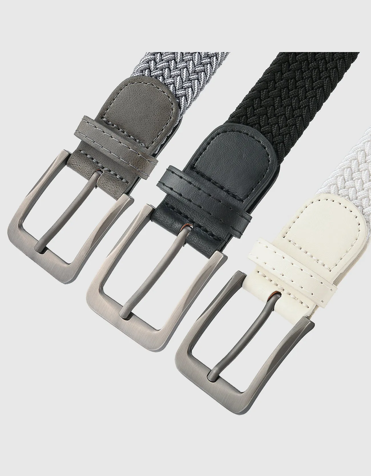 Men's Elastic Braided Stretch Belt-3 Pack