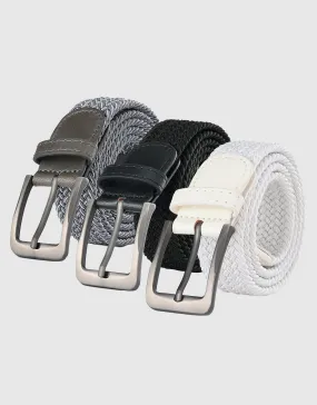 Men's Elastic Braided Stretch Belt-3 Pack