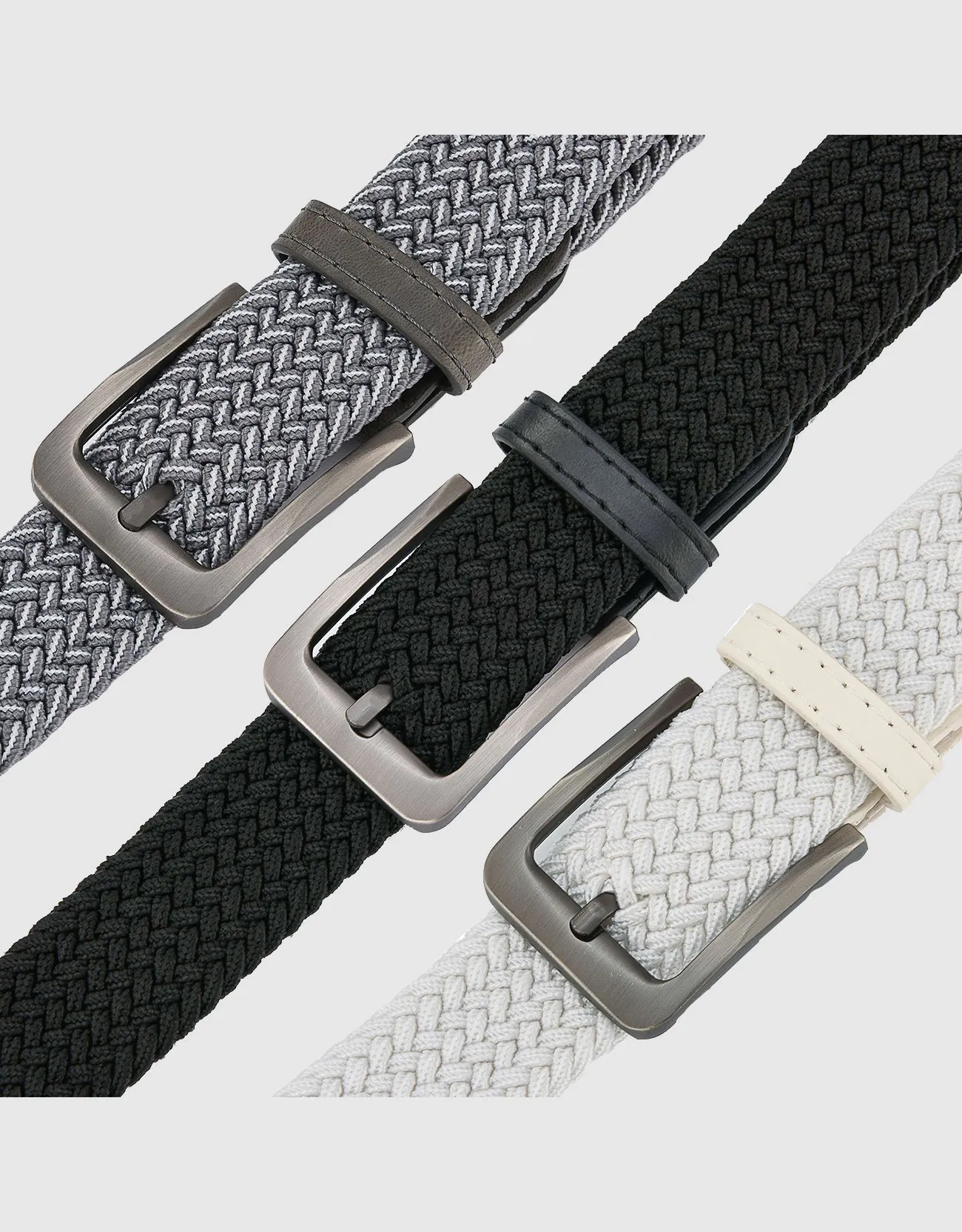 Men's Elastic Braided Stretch Belt-3 Pack