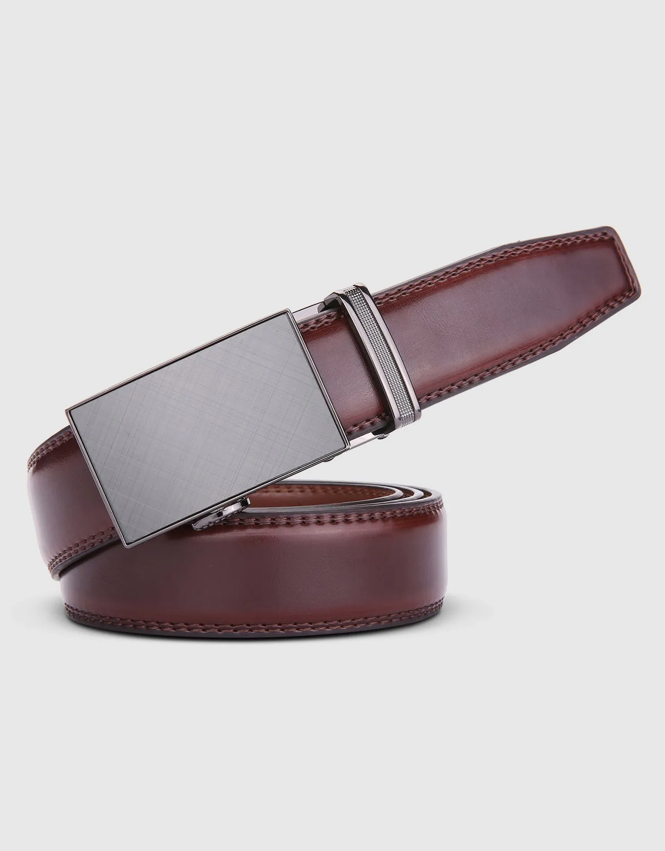 Men's Etched Charcoal Leather Ratchet Belt