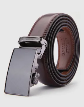 Men's Etched Charcoal Leather Ratchet Belt