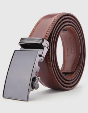 Men's Etched Charcoal Leather Ratchet Belt