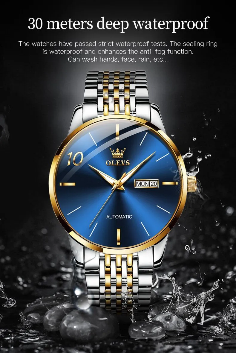 Olevs High Quality Designer Famous Classic Fashionable Waterproof Men's Automatic Mechanical Watch