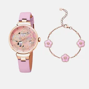 PINK CHERRY BLOSSOM 36MM AUTOMATIC WATCH & ROSEGOLD BRACELET & PINK CERAMIC