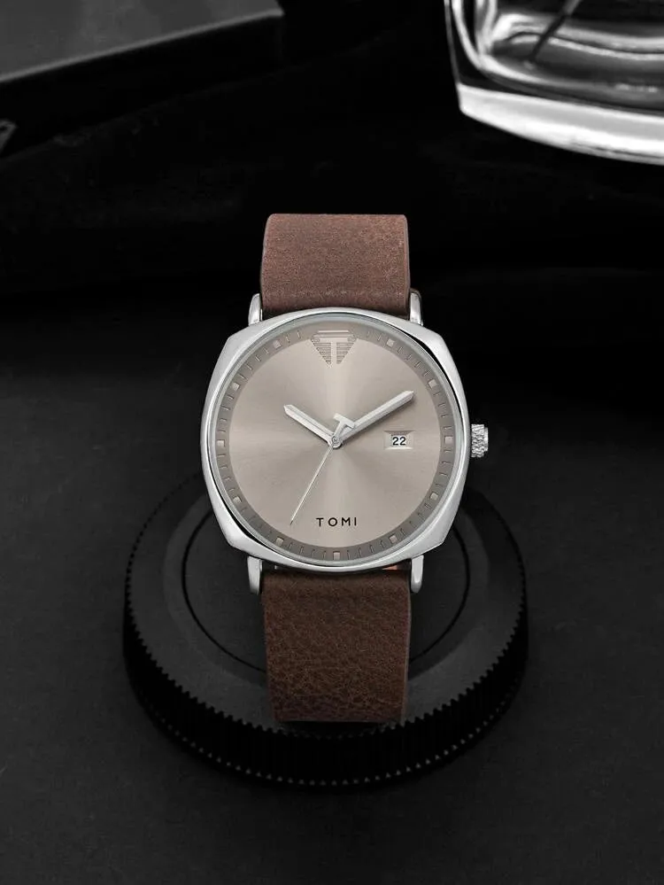 TOMI T-044 Men's Watch Quartz Date Leather Strap