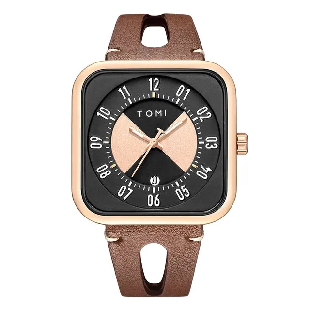 TOMI T-094 Luxury Watch Date Quartz Square Dial