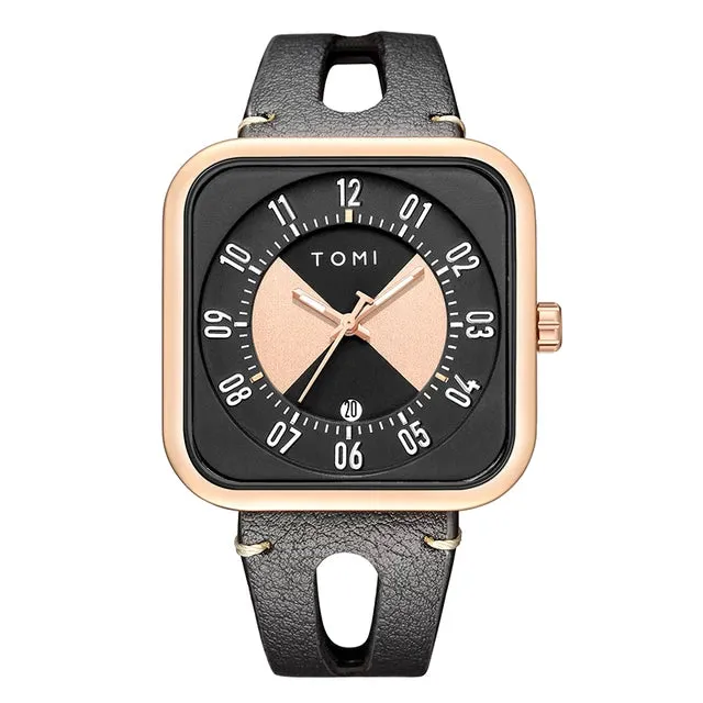 TOMI T-094 Luxury Watch Date Quartz Square Dial