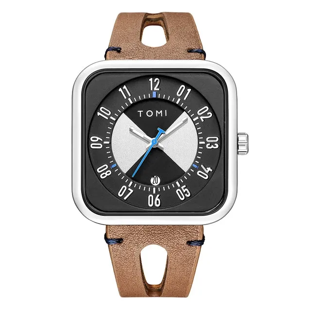 TOMI T-094 Luxury Watch Date Quartz Square Dial