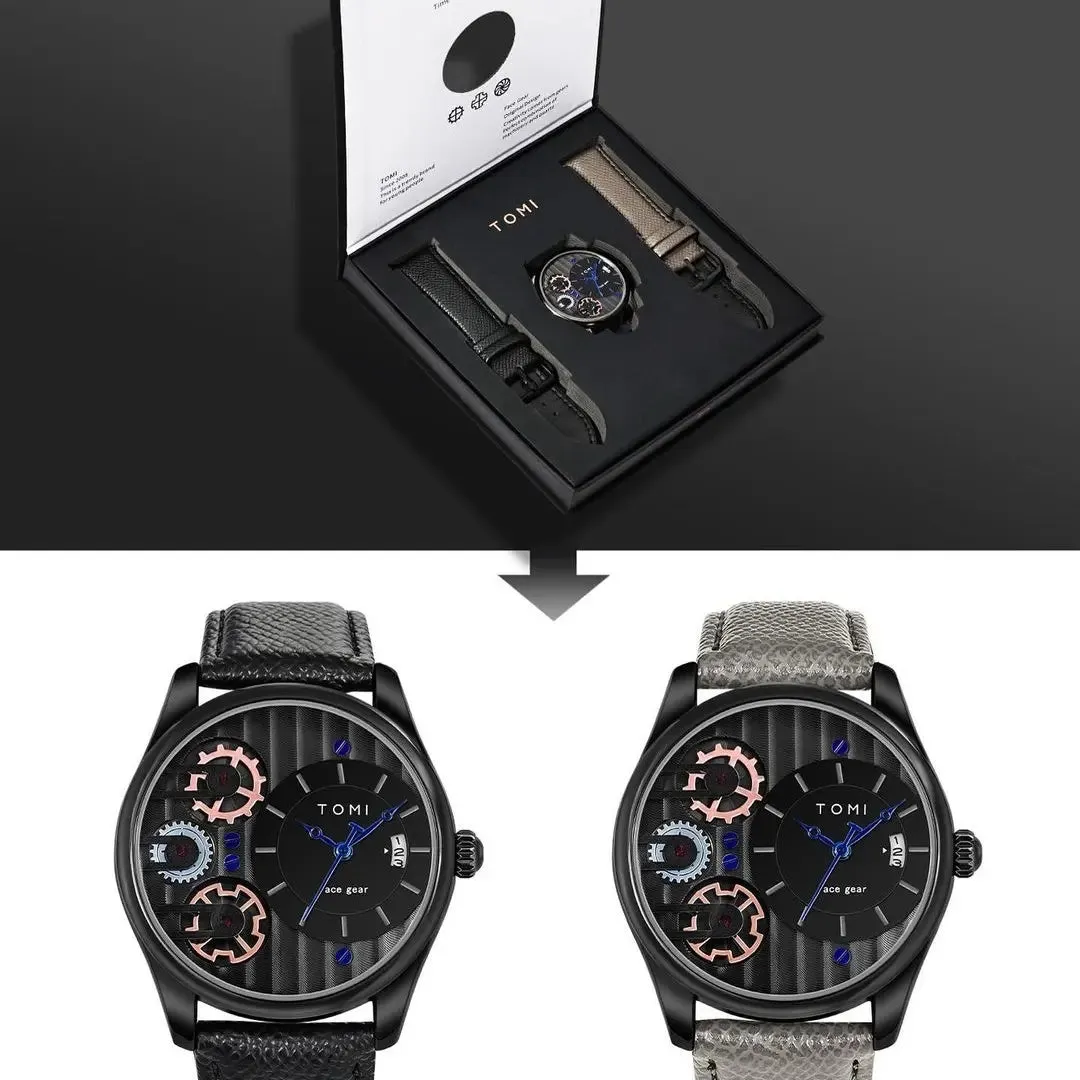 TOMI T-106 Face Gear Dual Strap Luxury Watch