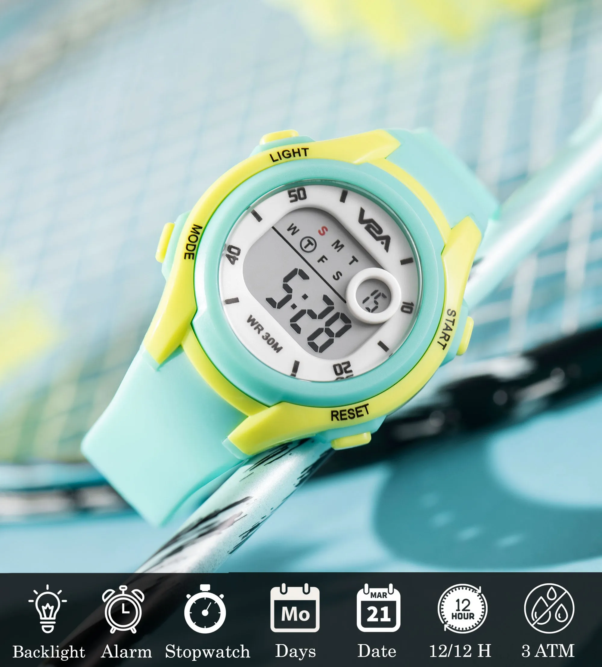 V2A Boys and Girls Kids Watch - Waterproof Watch, Gifts for Boys and Girls Age 5-13 for Multi-Functional 30 M Waterproof Digital Sports Watches for 3 4 5 6 7 Year Old Girls