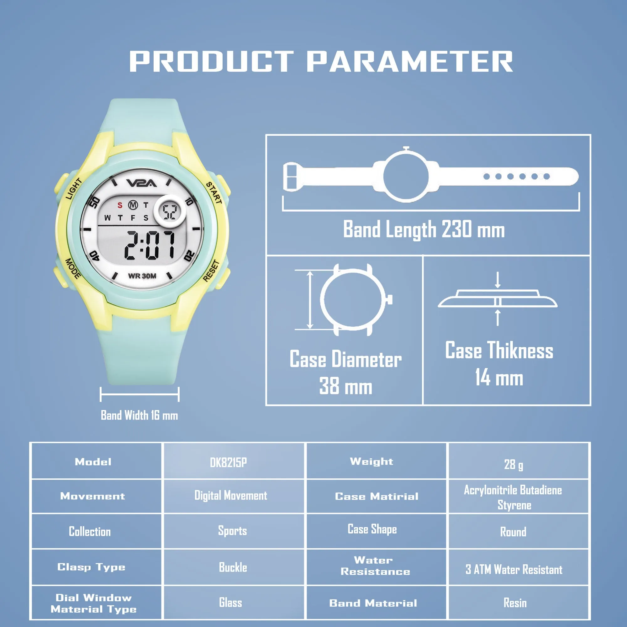 V2A Boys and Girls Kids Watch - Waterproof Watch, Gifts for Boys and Girls Age 5-13 for Multi-Functional 30 M Waterproof Digital Sports Watches for 3 4 5 6 7 Year Old Girls