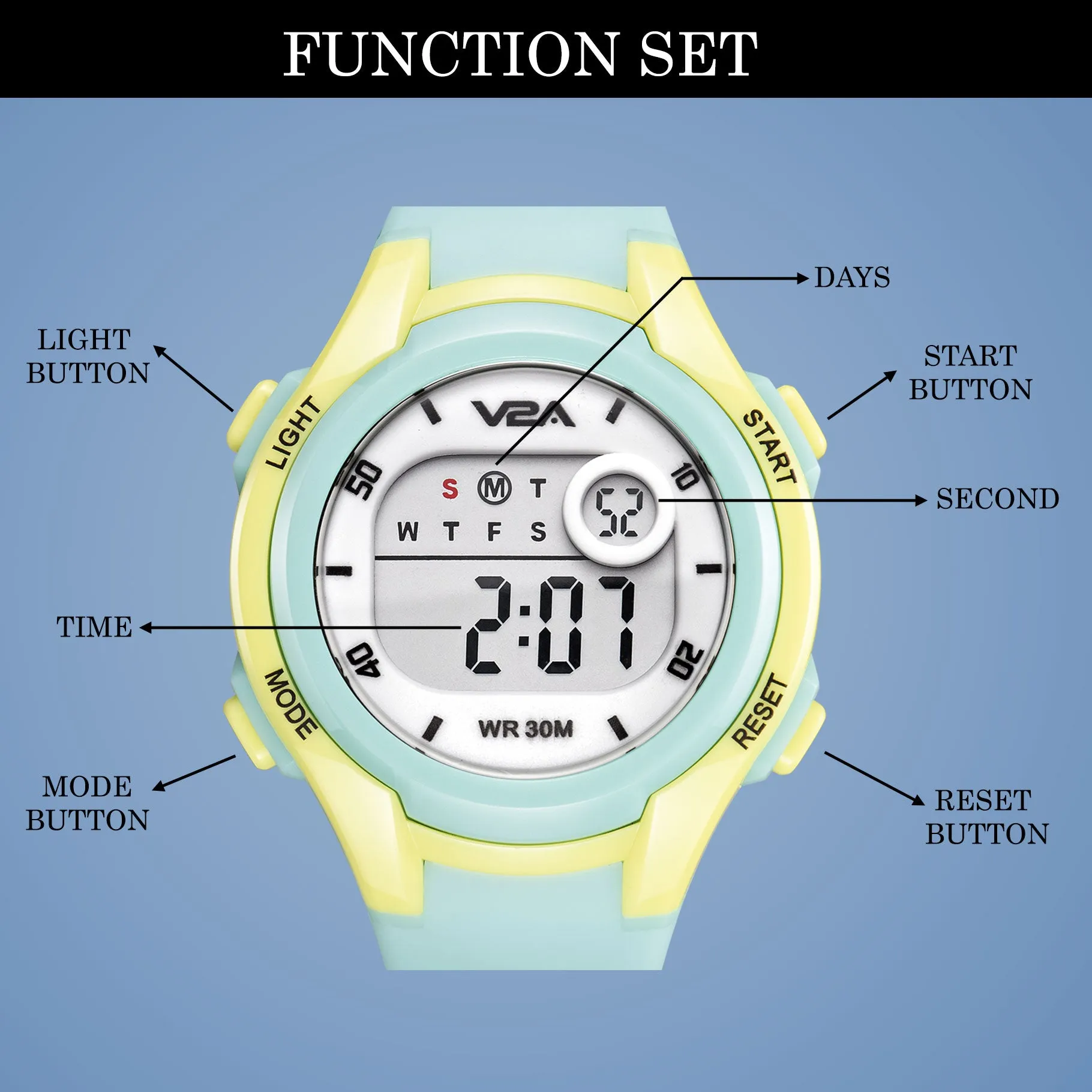 V2A Boys and Girls Kids Watch - Waterproof Watch, Gifts for Boys and Girls Age 5-13 for Multi-Functional 30 M Waterproof Digital Sports Watches for 3 4 5 6 7 Year Old Girls