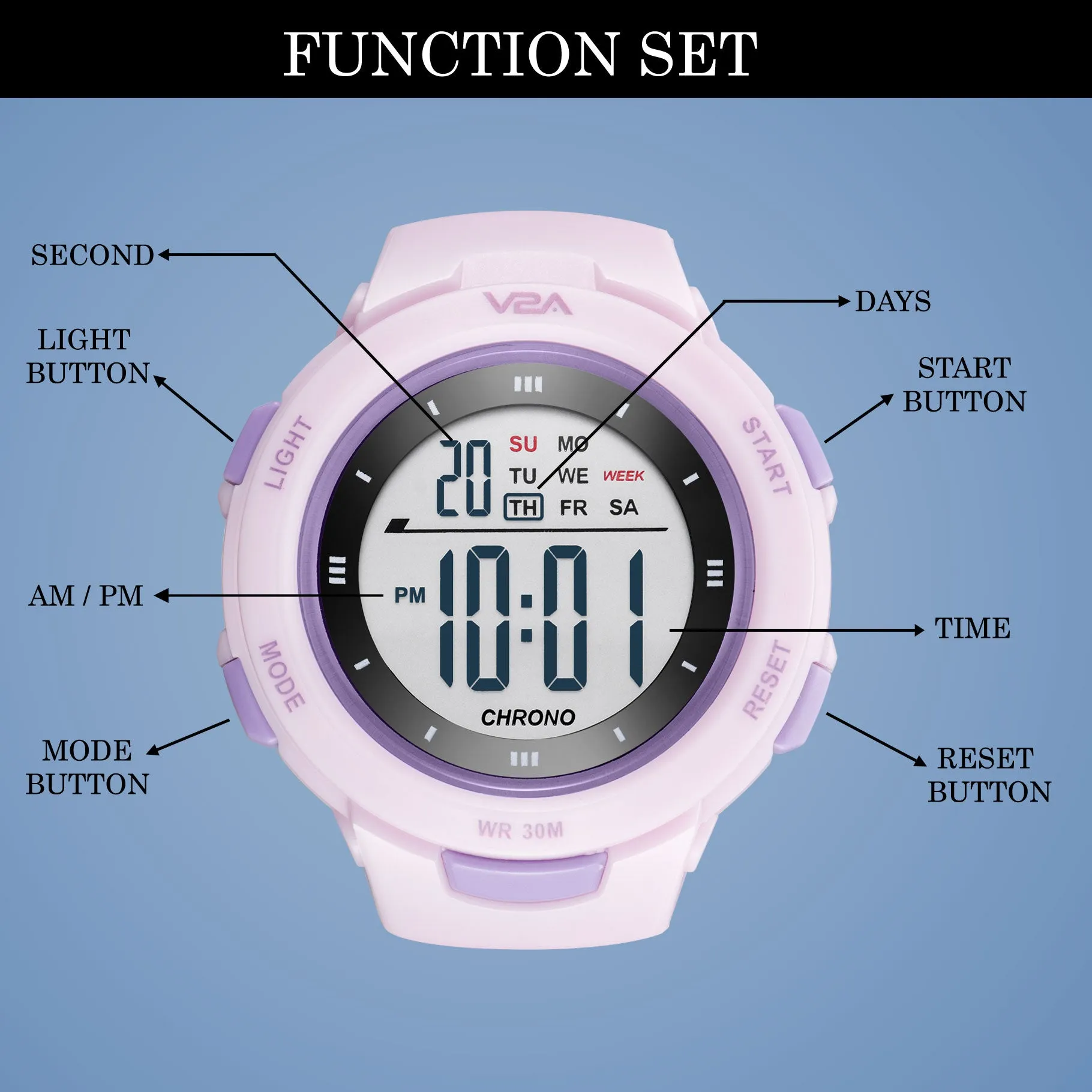 V2A Digital Watch Kids Watch Unisex-Child Between 4 to 13 Years of Age Multi-Functional 30 M Waterproof Digital Sports Watches for Kids | Digital Watch for Kids