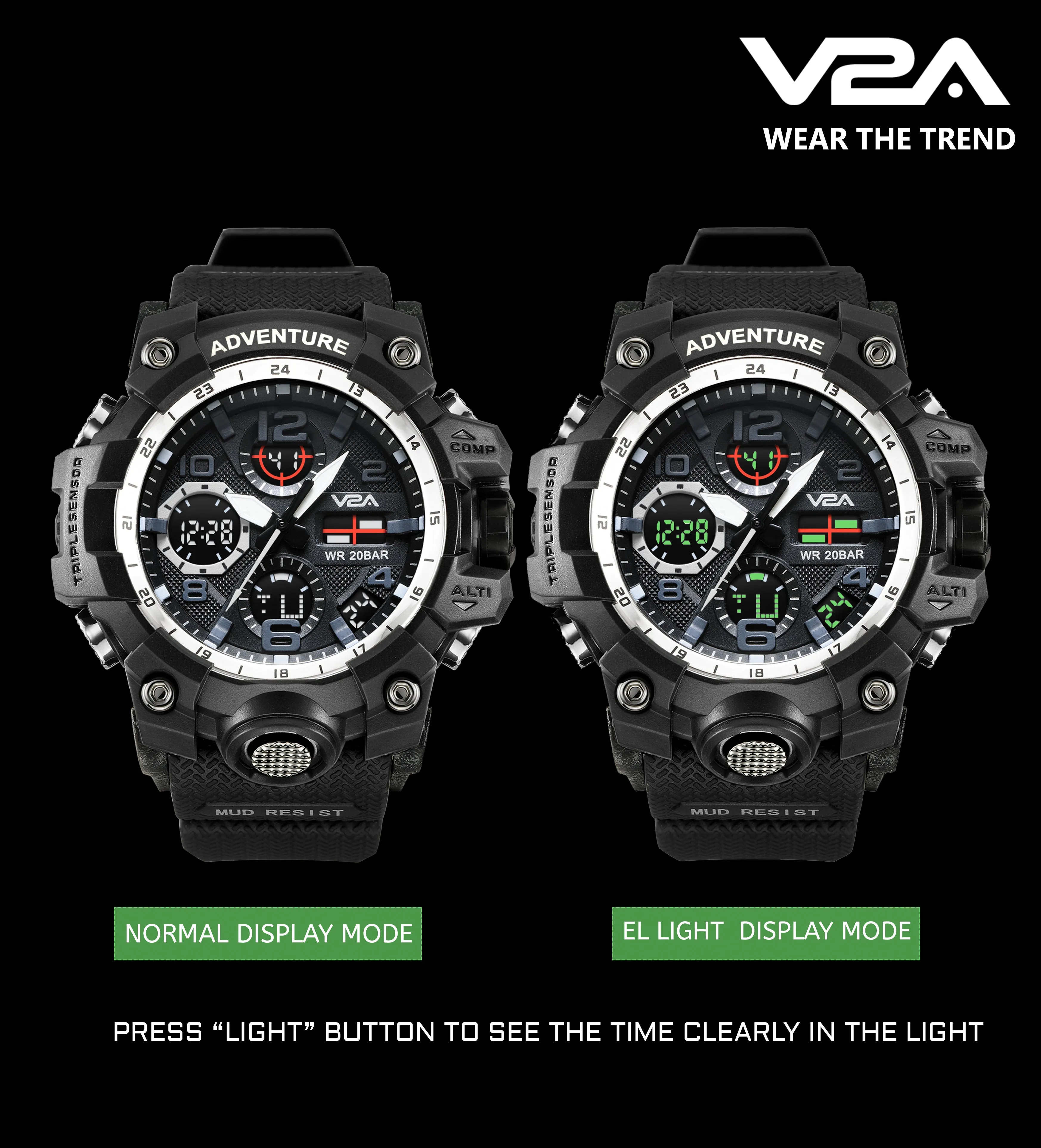 V2A Military Chronograph Analogue And Digital Sports Watch For Men and Boys