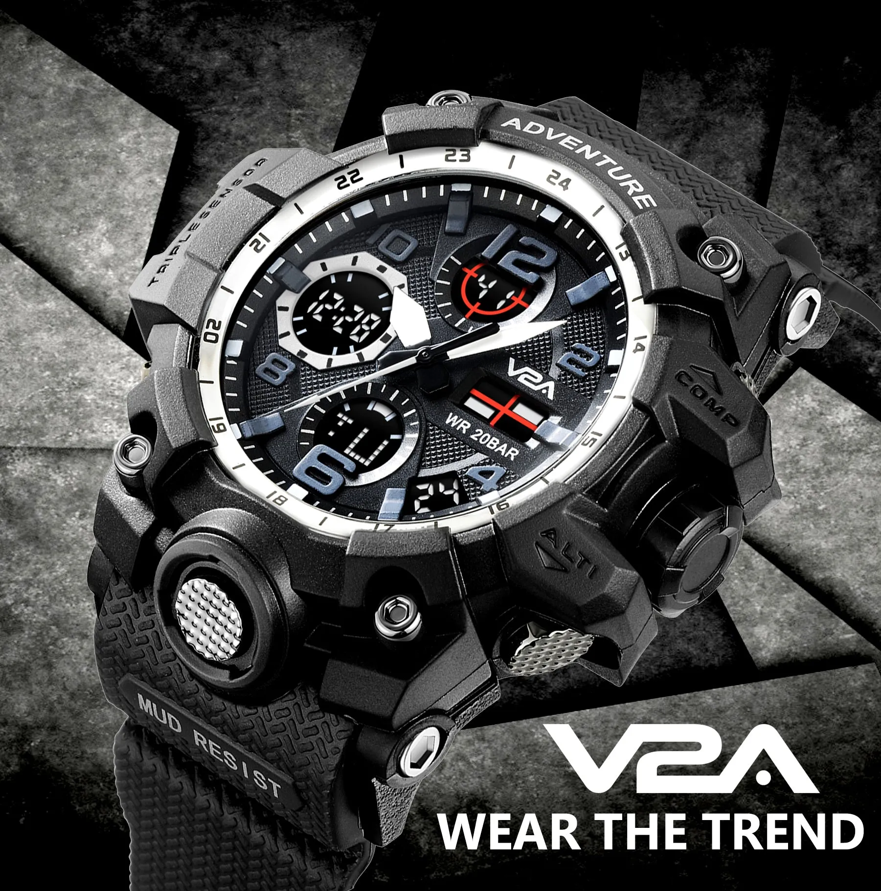 V2A Military Chronograph Analogue And Digital Sports Watch For Men and Boys