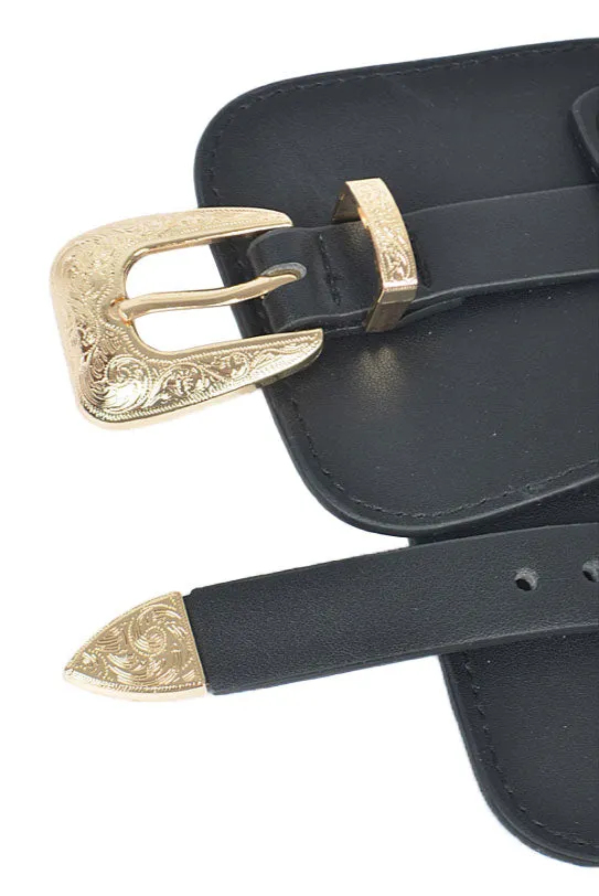 Wide Buckle Stretch Belt