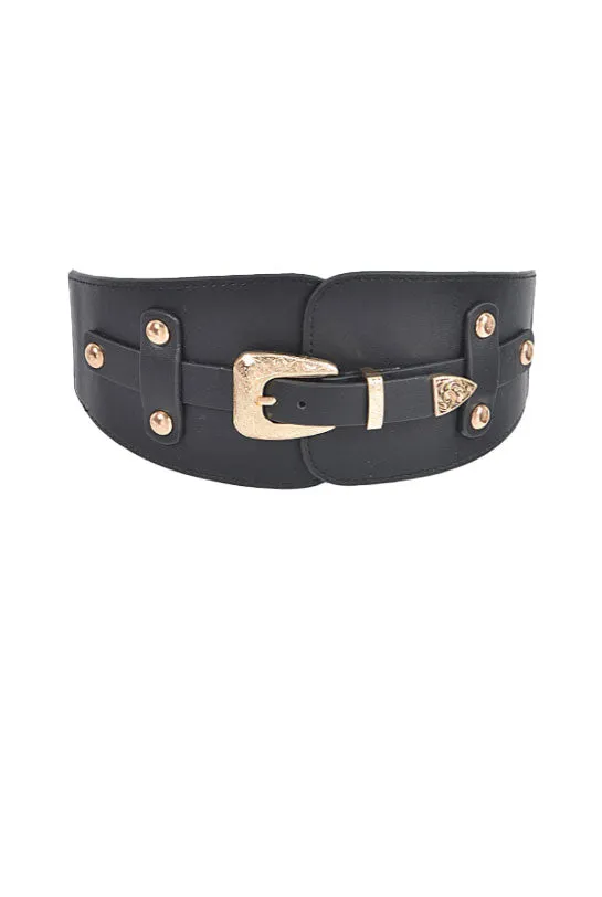 Wide Buckle Stretch Belt